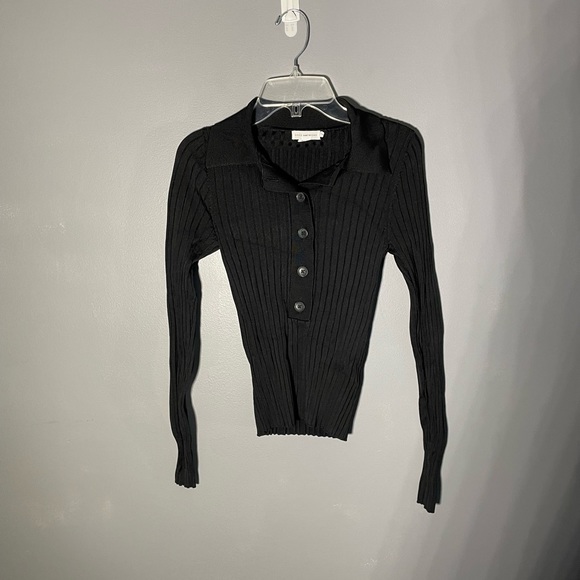 Good American Ribbed Knit Polo Sweater Womens Size 0 - Picture 3 of 6